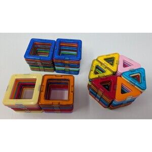 80 Pcs Magformers Magnetic Building Tiles Squares Triangles Magnets